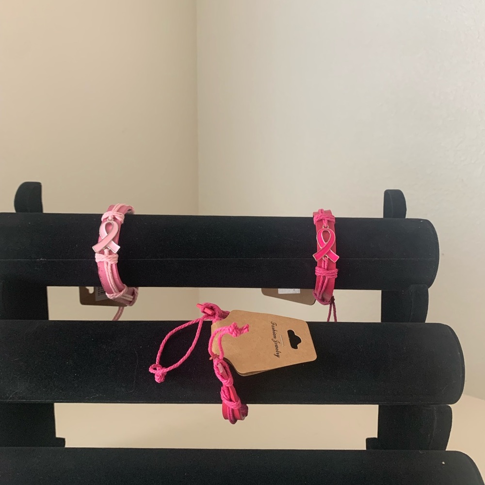 Light pink and dark pink handmade rope bracelets fits most